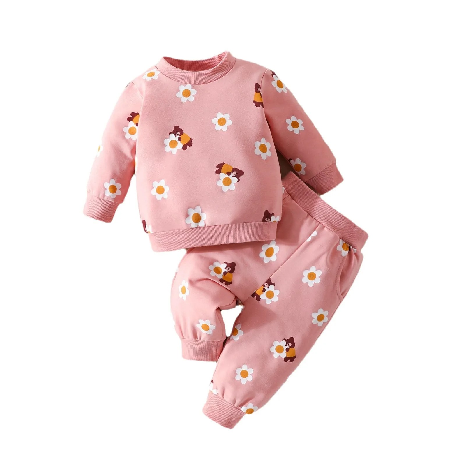 Shenzhen Fangqing Clothing Co., Ltd. Kids Baby Girls Spring Outfits Toddler Crewneck Sweatshirt Shirt Top +Pants Sets Cute Children Pants Clothes