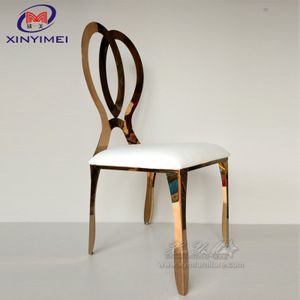 wholesale Modern stackable rose gold baroque stainless steel banquet chair hotel chair
