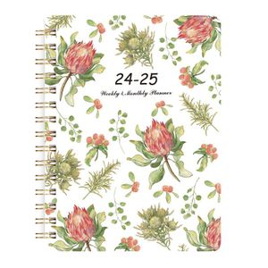 24-25 Wholesale A5 Hardcover Coated Paper Spiral Binding  Custom Floral Pattern Weekly Monthly Planner