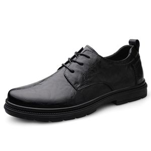 Men's Dress Uniform Oxford Shoes Tooling Work & Safety Outdoor Height Increasing Platform Low-top Lace Up Leather Casual Leisure