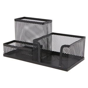 Mesh Desk Organizer Office Supplies Caddy with Pencil Holder and Storage Baskets for Desk Accessories 3 Compartments