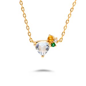 925 Sterling Silver 14K Gold Plated Gemstone Geometric Triangular Star Retro Cz Zircon Topaz Citrine Simulate Emerald Necklace