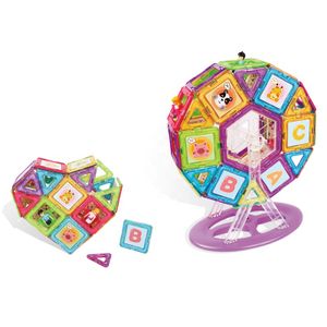Magnetic Construction Building Blocks Set for Kids STEM Toys Transparent Diy Plastic Educational 3d 58 Pcs Color Box Unisex ABS