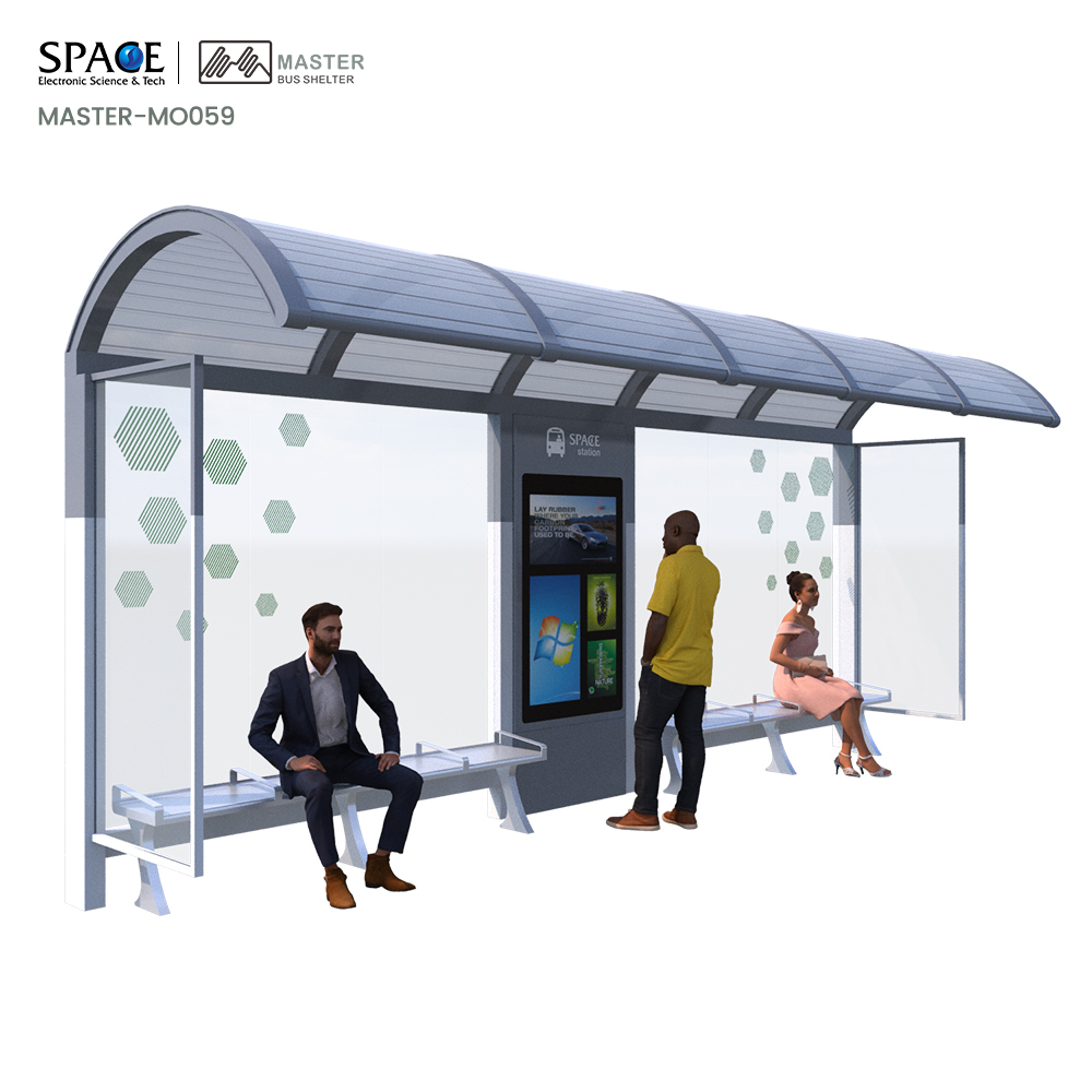 Good Design Metal Steel Bus Waiting Shelter illuminated Decoration Bus Station