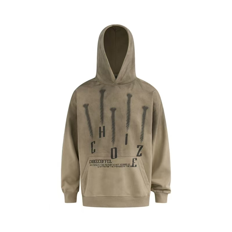 Dongguan Humen Xinhongxing Electrical Appliance Firm American retro high street wash gradient hoodie trend Iron nail print hip hop handsome hoodie for men