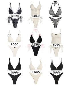 Custom Private Label Swimwear String Bowknot Two Piece Bikini Swimsuits for Women's Sets