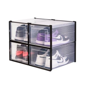 Hot Selling Custom Shoes Box Plastic Storage Clear Drop Front Clear Shoe Box Shoe Organizer