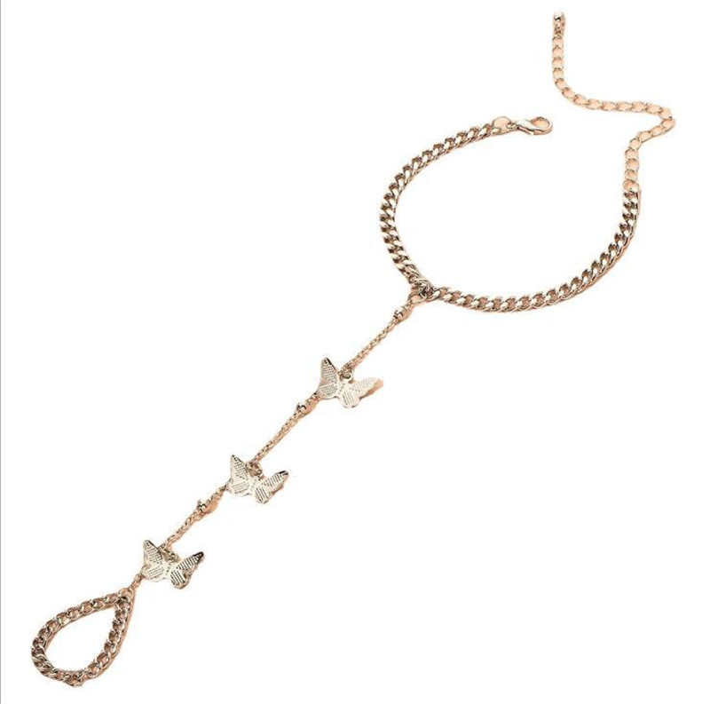 Yiwu Yancheng Trade Co., Ltd. AA018325 Women's Butterfly Bracelet Vintage Simple Chain Butterfly Charm Finger Bracelet Fashion Charm Jewelry Gift