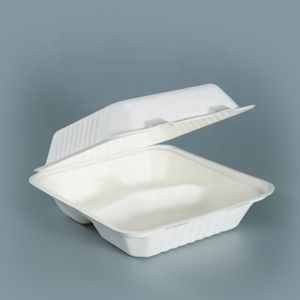 Kingwin biodegradable clamshell fruit burger packaging sugarcane bagasse tableware compartment food container