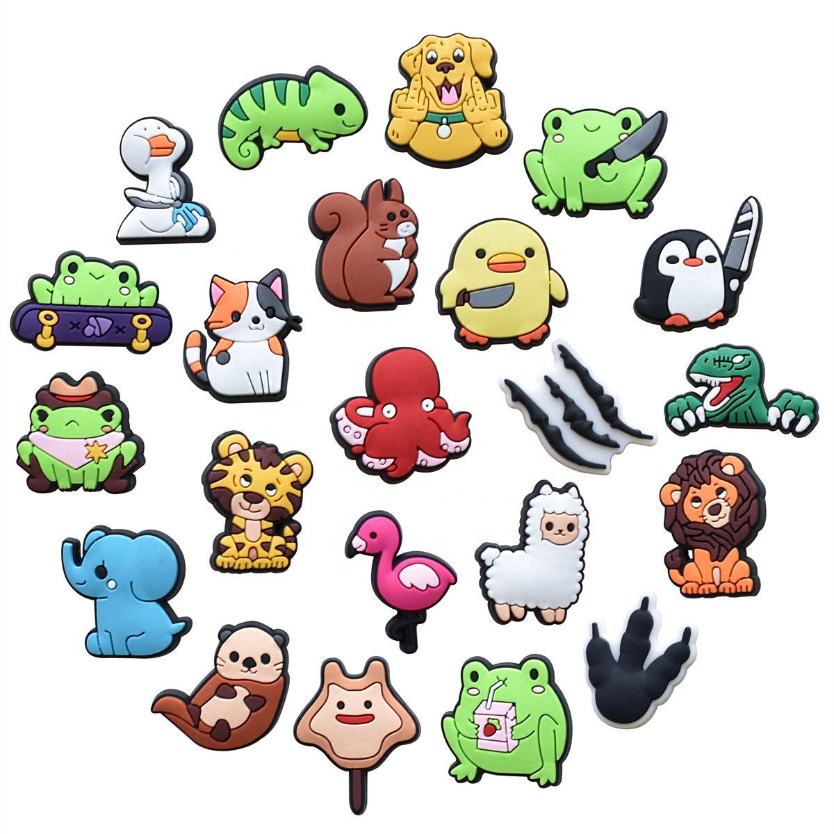 Shishi City Jiuying Hardware Firm(Individual Business) Wholesale Animal Pvc Shoe Charms Cartoon Clog Charms Soft Decorative Button Shoe Charms