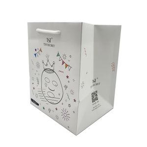 Custom White Kraft Paper Bag Cotton Handle Recyclable Brown Eco-Friendly Art Food Shopping Jewelry Craft Watch Candle Baking