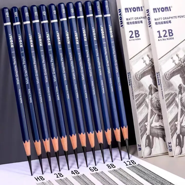 matte graphiite drawing pencil Matt sketch pencil set HB 2B 4B 6B 8B 12B 8pcs in paper box