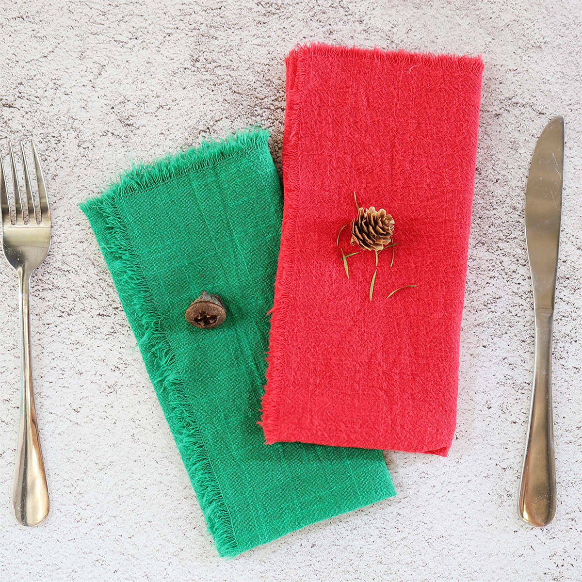 Taizhou Feisheng Textile Co., Ltd Christmas Cloth Napkins Custom Linen Embroidered Cotton High Quality Red Table Tea Towel Dinner