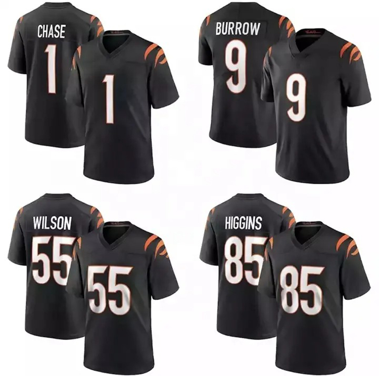 Shenzhen M&T Import and Export Co., Ltd. New American Cincinnati Top Quality Stitched Embroidered 1 Ja'Marr Chase 9 Burrow Chase 55 Logan Wilson Football Jersey