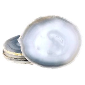 Large Sier Grey Agate Coasters Sliced Thick Rose Quartz Crystal with Felt Bumper Hand Carved Gemstone for Home Decor and Gifts