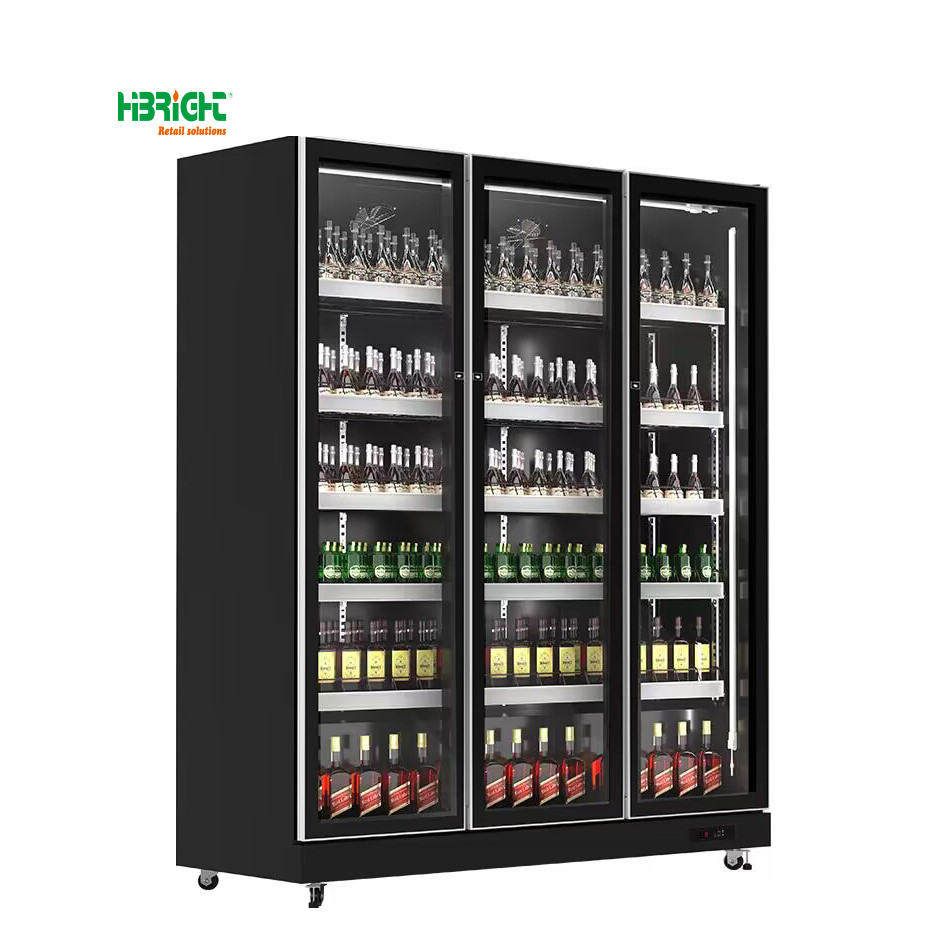 Zhangjiagang Highbright Retail Display Factory Highbright R290 Commercial LED Lighting Freezer Convenience Drink Supermarket Upright Fridge Chiller