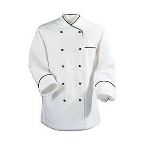 Wholesale Unisex 100% Cotton Twill Full Sleeve Chef Jacket White/Blue Restaurant Worker Uniform for Hospitality Industry jacket