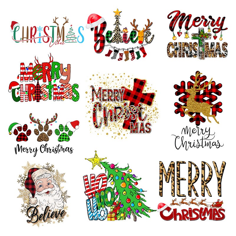 Custom Logo Sticker Iron on Heat Transfers Heat Press Stickers Heat Transfer Anime Stickers for Christmas Clothes DIY