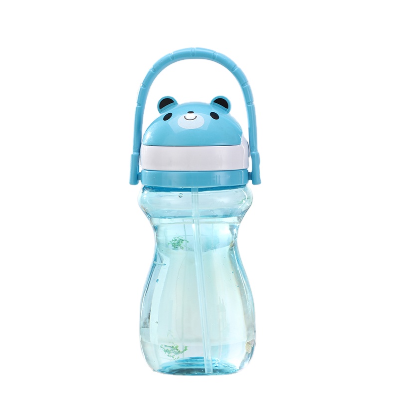 child safety bottle cover Animal head water drinking bottle for children Outdoor Sports Drink Bottle With Long Straw
