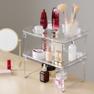 Choice Fun Transparent Girls Makeup Organizer Acrylic Cosmetic Storage Box Stackable Multi Functional Cabinet Shelf