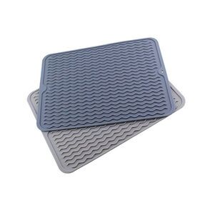 Customized 30*40 cm  rectangular Silicone Dish Drying Mat durable Kitchen Dish Drainer Mat For Wine Glass Baby Bottle Cup