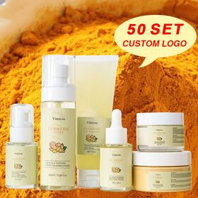 Custom LOGO Private Label Organic Facial Moisturizing Lightening Anti Aging Turmeric Face Skincare Tumeric Skin Care Set