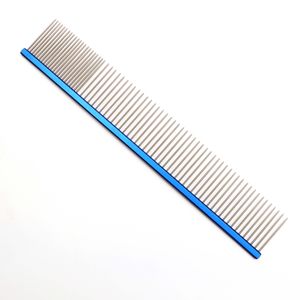 PT07 Colorful Aluminum Handle Comb With Coarse And Fine Teeth Dog Pet Animal Hair Fur Grooming Cleaning Comb