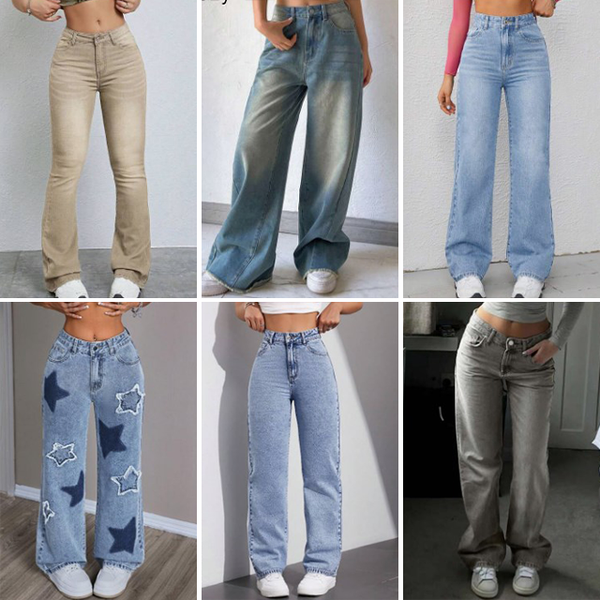 Wholesale high waisted jeans straight leg denim loose wholesale wide leg women's jeans street denim pants random delivery