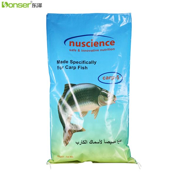 50kg Fish Feed Bag Custom Printed Recyclable PP Woven Bags for Fish Food Animal Feed Packaging China Factory Wholesale Price
