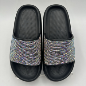 Women's indoor slippers , breathable EVA comfortable soft cool slippers,slider slipper,slipper woman.glitter PU upper design;