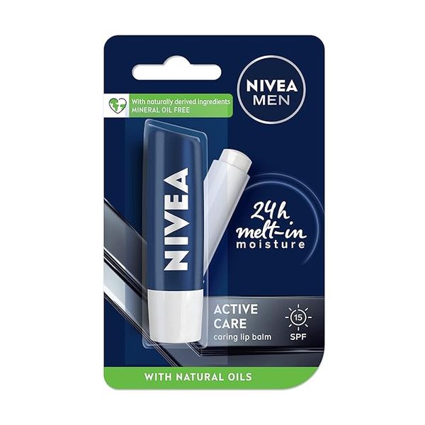 NIVEA MEN Lip Balm - Active Care SPF 15 for 24h Moisture (4.8gm)