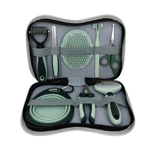 8 in 1 Custom Logo Pet Grooming Kit, Dogs Combs and Nail Scissors Toothbrush Pet Cleaning Grooming Products