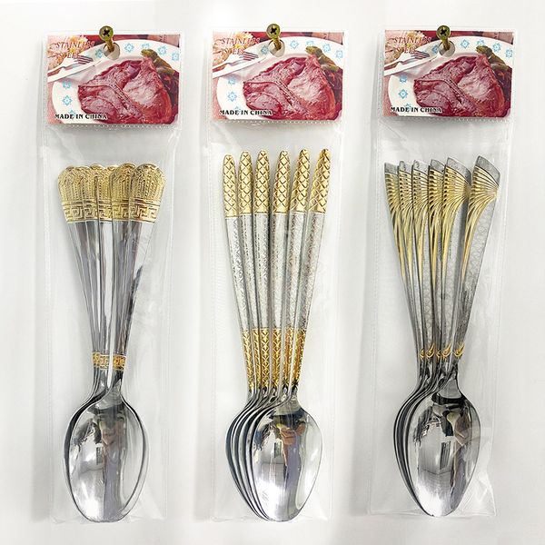 Manufacturer Bulk Silverware Custom Logo Flatware Gold Table Dinner Fork And Spoon Knife Stainless Steel Cutlery Set