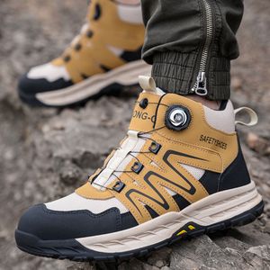 New Industrial Leather Safety Shoes Anti-slip Steel Toe Construction Protective Work Boots Outdoor Hiking Men Safety Shoes