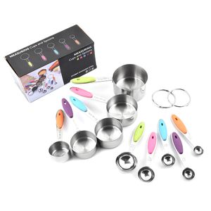 Multi Purpose Spoons Cup Measuring Tools 10pcs Stainless Steel Cup Measuring Cups and Measuring Spoons Set