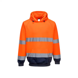 Custom Logo High Visibility Workwear Orange Hoodie Men Hi Vis Class 3 Safety Work Hoodie