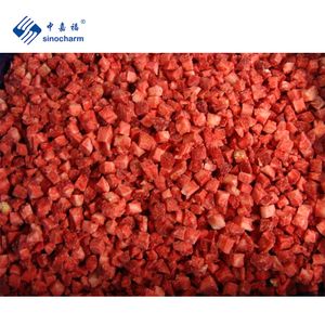 Sinocharm BRC-A Certified IQF Strawberries Cubes Organic AM13 10mm Diced Factory Price 1kg Frozen Strawberry for USA