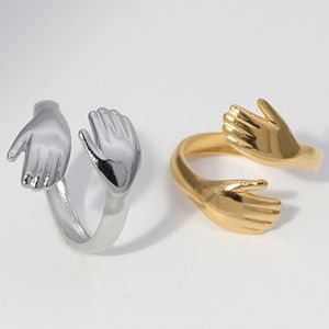 Ring Waterproof Jewelry Fashion Creative Design PVD 18K Gold Plated Stainless Steel Fashion Hug Shaped Women's Jewelry Ring