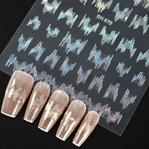New arrival laser gold silver sticker nail art designs line wave liner diy nail stickers
