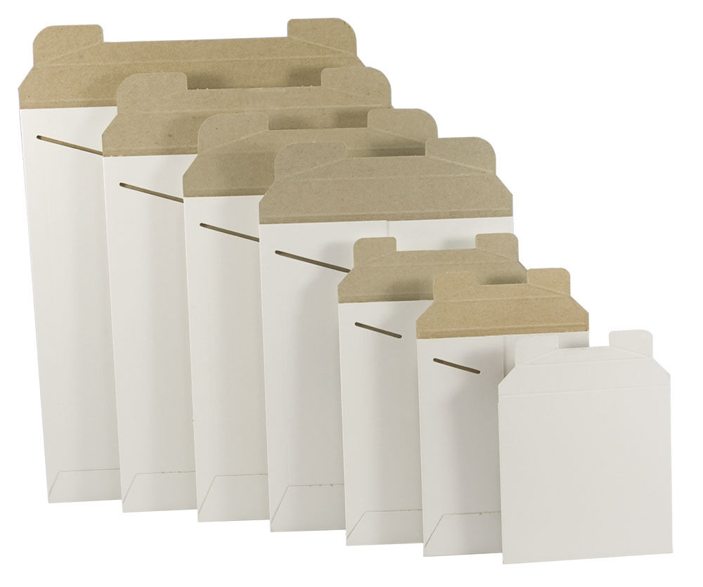 18 x 24inch White/Brown Original Rigid Mailer Cardboard Tab Lock Stay Flat Envelope