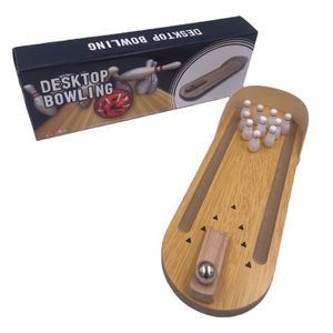 Mini Wooden Desktop Bowling Game Mini Tabletop Bowling Toy Finger Sports Cute Stocking Stuffers Funny Family Board Games