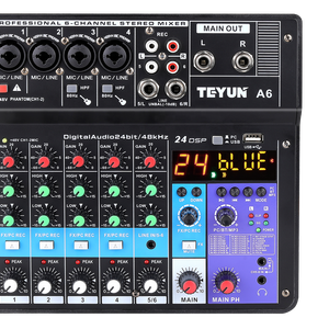 TEYUN A6 Audio Mixer Manufacture Competitive Price Professional Disco Plastic Metal Usb Digital