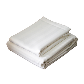 hotel bed flat sheet bedding set T250  2cm stripe 2" Top Hem 1" Bottom Hem Twin 72" x 120", White