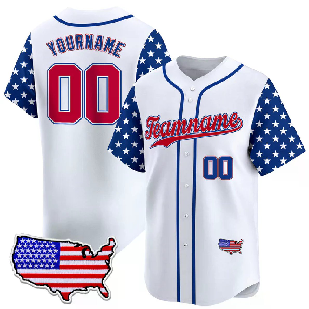 Shanghai Pudong New Area Zhoupu Town People's Government Black Red Independence Day Star Pattern Sleeve Custom Baseball Jersey - USA Map