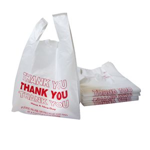 Custom Logo Printed Recyclable Tote Plastic Bag Disposable PE Thank You Bags Shopping Gravure Printing Surface Handling