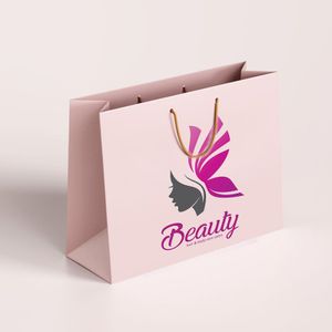 Custom Brand Logo Name Retail Carrier Bags Paper Shopping Packaging Bags With Logo Recyclable For Makeup Cosmetic Store