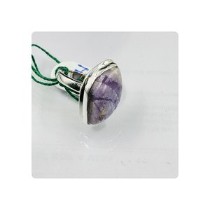92.5 Sterling Silver Ring with Natural Star Amethyst Gemstone Cabochon Colorful Diamond and Moissanite for Gemstone Lovers