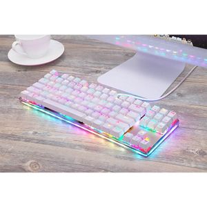 Wholesale USB Wired Gaming Keyboard 87-key Red Axis Mechanical Keyboard with Colorful RGB Backlit for E-sports office