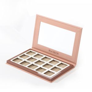 Custom Rigid Gray Paperboard Eyeshadow Packaging Box Rectangle Shape with Magnet Mirror Gold Foil Printing for Cosmetics