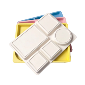 rectangle bamboo fibre new product 3pcs dinnerware set for kids with cup and bowl